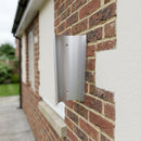 63mm Diameter Aluminium Downpipe Access Plate — RAL 9006 (in use)