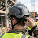 Grey Vented Work Helmet with Micro Peak and Wheel Adjustment