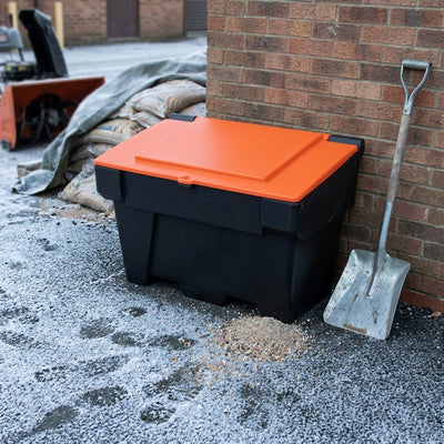 200 Litre Lockable Grit Bin – Black Base Orange Lid