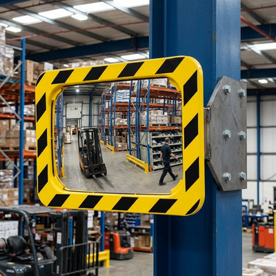 600 x 400mm P.A.S convex mirror, yellow and black frame