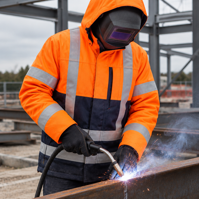 Hi-Vis Orange/Navy Class 3 Arc Flash Insulated Welders Jacket