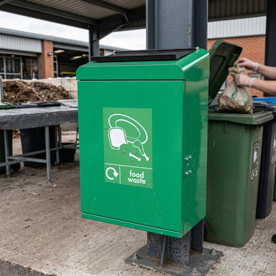 60 Litre Galvanised Steel Food Waste Bin with Lockable Lid