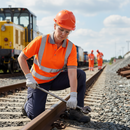 Gray High-Visibility Short Sleeve Polo Shirt - Orange for Rail Use