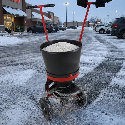 25kg capacity hand-push salt spreader with 3m spread width