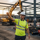 Dark Slate Gray High-Visibility Short Sleeve Recyclable Polo Shirt - Saturn Yellow