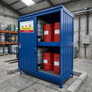Two-level steel bunded store, 4 IBC / 16 drum capacity, 1250L containment