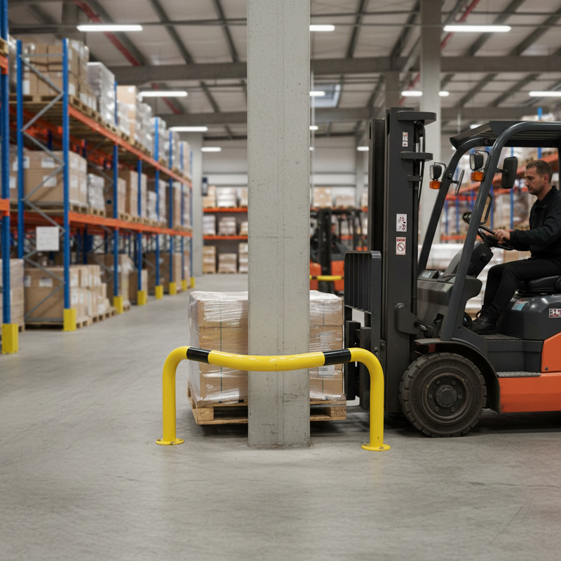 Light Slate Gray Heavy Duty Warehouse Corner Protection Barrier - 60mm Diameter