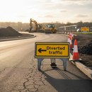 Rosy Brown Heavy Duty Diverted Traffic Road Sign 1050x450mm