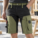 4-Way Stretch Work Shorts with Tool Pockets - Khaki Green/Black (view 2)