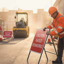 Tan Caution Raised Ironworks Metal Sign Face - 1050 x 750mm