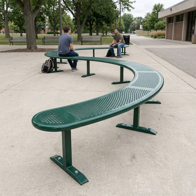 3000mm Curved Steel Bench Powder Coated