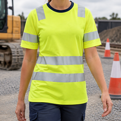 Women's Class 2 High-Visibility Tee - Hi-Vis Yellow/Navy