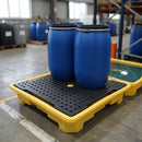 Low-profile 4-drum spill bund, 249-litre sump capacity