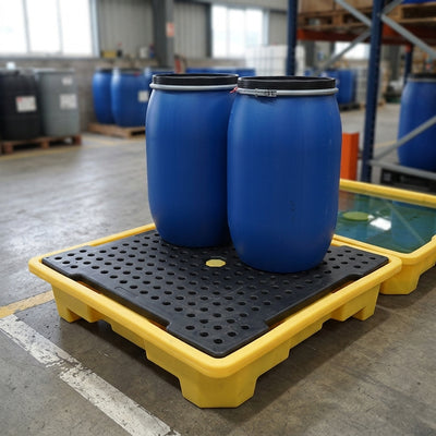 Low-profile 4-drum spill bund, 249-litre sump capacity