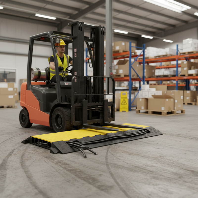 Rosy Brown Medium 5-Channel Heavy Duty Cable Protection Ramp - Middle Piece