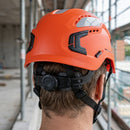 Orange Vented Work Helmet with Micro Peak and Wheel Adjustment