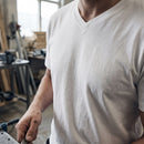 Classic V-Neck Work T-Shirt - 100% Cotton - White (view 2)
