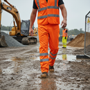 Lavender Premium Hi-Vis Waterproof Trousers with Fully Taped Seams for Maximum Protection in Orange & Lime/Yellow