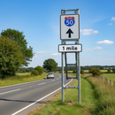 Dark Gray 1 Mile Quick-Fit Supplementary Road Sign Face - High-Visibility Safety
