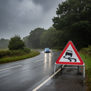 Dark Slate Gray Heavy Duty Slippery Road Surface Triangle Metal Sign 750mm