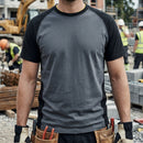 Two-Tone Cotton Crew Neck Work T-Shirt - Steel Grey/Black