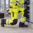 Fire Retardant Arc Trousers Holster Pockets Hi-Vis Class 2 Yellow/Navy