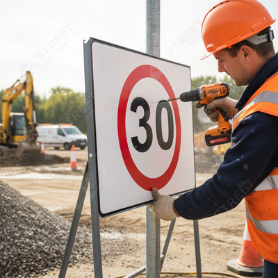 30mph Heavy Duty Metal Sign Face - 750mm for Road Safety