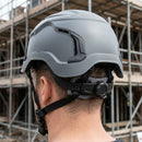 Grey Vented Work Helmet with Micro Peak and Wheel Adjustment