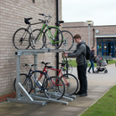 Light Slate Gray Double Stack Cycle Rack - Space-Saving Bicycle Storage Solution
