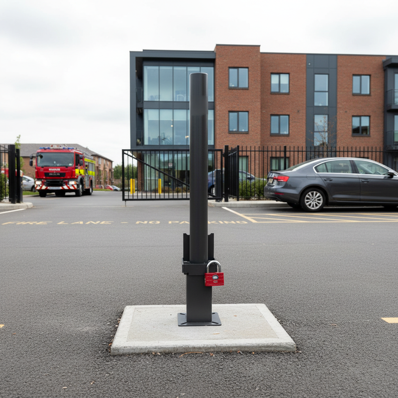 Light Slate Gray Heavy Duty Removable Parking Post with Fire Brigade Padlock Compatibility