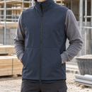 Windproof Soft Shell Work Vest with High Collar - Navy