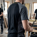 Two-Tone Cotton Crew Neck Work T-Shirt - Black/Steel Grey