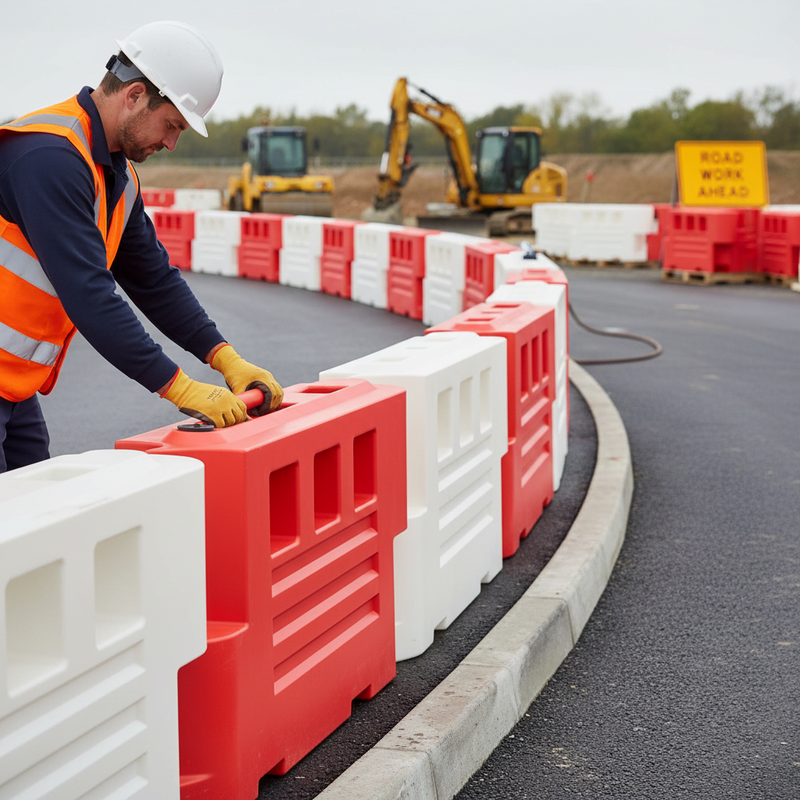 Gray Heavy Duty Water-Filled Road Safety Barrier for Construction and Events