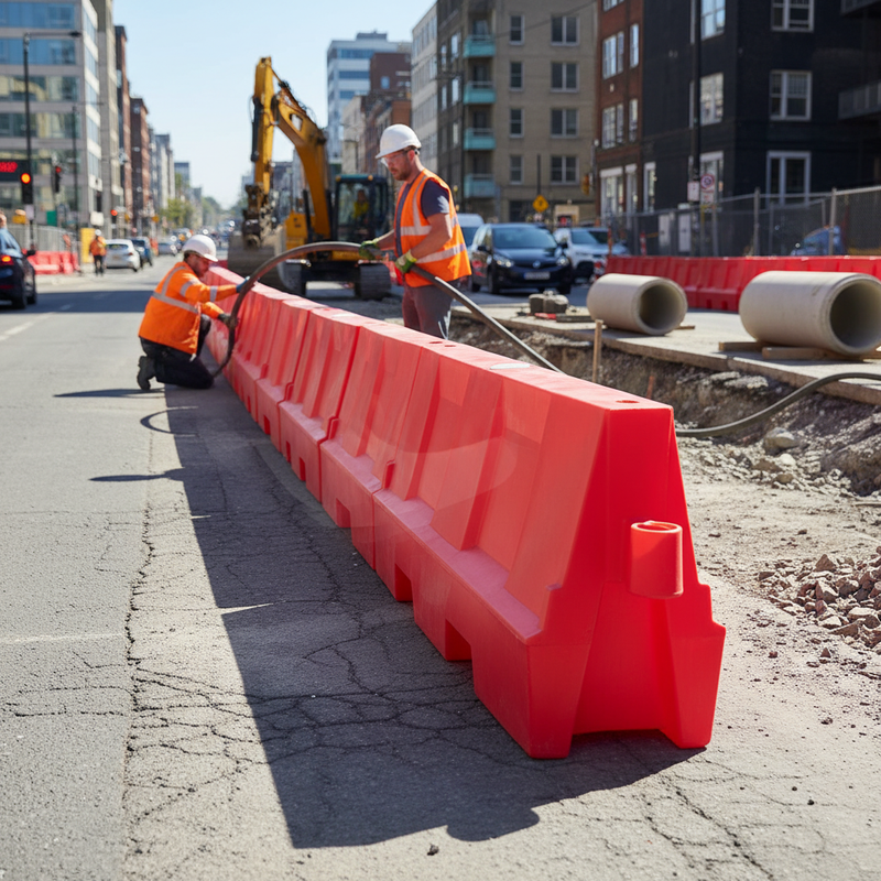 Gray 1.5 Metre Premium Water-Filled Stackable Road Safety Barrier