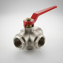 2" BSP Female 3-Way L Port Ball Valve, 20 Bar, Brass (view 2)