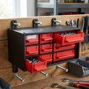 Plastic Stackable Storage Unit – 9 Drawers, Black & Red
