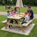 Eight seater wooden picnic table, pressure treated timber