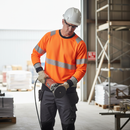 Light Gray High-Visibility Two-Tone Long Sleeve T-shirt - Orange and Black with Reflective Tape