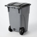 190 litre grey rollout wheeled bin with hinged lid
