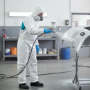 Gray Premium Disposable Protective Coverall with Elasticated Hood and Cuffs