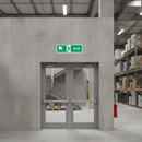 Light Slate Gray Premium Fire Safety Exit Sign - Up Left Arrow Directional Indicator