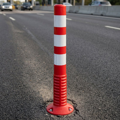 80mm diameter x 760mm high flexible traffic post red