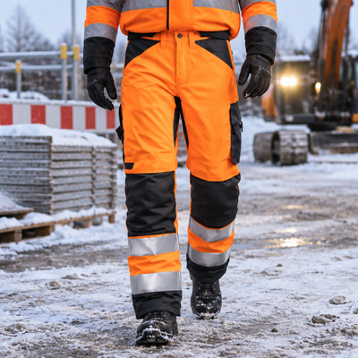 Insulated Hi-Vis Class 2 Work Trousers with Thermal Lining
