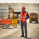 Tan Premium Hi-Vis Executive Waistcoat with ID Pocket - Red