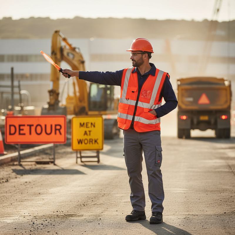 Tan Premium Hi-Vis Executive Waistcoat with ID Pocket - Red