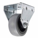 White Smoke Pressed Steel Fixed Castors With Grey Rubber on Black Polypropylene Wheel - 50mm to 100mm