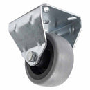 White Smoke Pressed Steel Fixed Castors With Grey Rubber on Black Polypropylene Wheel - 50mm to 100mm