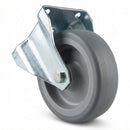 White Smoke Zinc Plated Fixed Castors with Grey Thermoplastic Rubber Wheel - 60mm-125mm, 40kg-100kg Load
