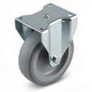 White Smoke Zinc Plated Fixed Castors with Grey Thermoplastic Rubber Wheel - 60mm-125mm, 40kg-100kg Load