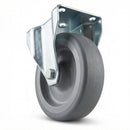 White Smoke Zinc Plated Fixed Castors with Grey Thermoplastic Rubber Wheel - 60mm-125mm, 40kg-100kg Load